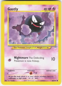 Gastly 65/105 Common Neo Destiny Pokemon Unlimited NM/M - Image 1