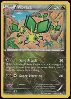 Vibrava 109/160 LP Primal Clash Uncommon Reverse Holo Pokemon - Image 1