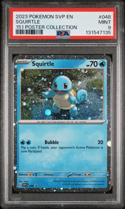 2023 POKEMON SVP EN-SV BLACK STAR PROMO 151 POSTER COLLECTION SQUIRTLE PSA 9 - Image 1