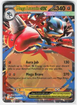 POKEMON MEGA LUCARIO EX 077 MEGA EVOLUTION HOLO NM - Image 1