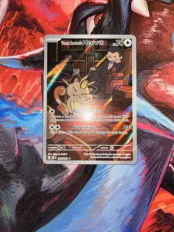 Pokemon Team Rocket's Meowth 203/182 Destined Rivals Illustration Rare Near Mint - Image 1