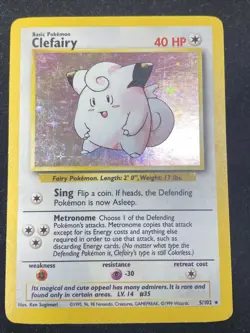 CLEFAIRY 5/102 Base Set Holo Rare Unlimited 1999 WOTC Pokemon Card - Image 1