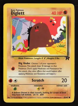 Vintage Pokemon TCG Diglett 52/82 Team Rocket Unlimited Common Card WOTC - Image 1