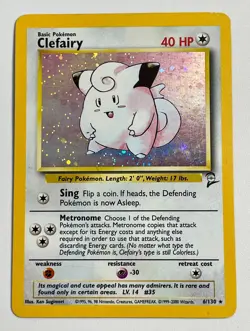 * Pokemon TCG Clefairy 5/102 Base Set Holo Rare Basic Card English - Image 1