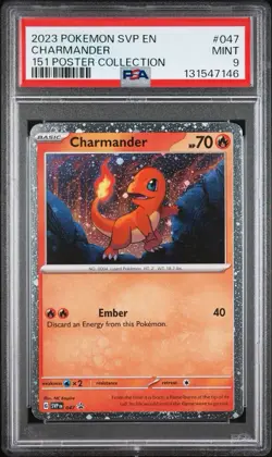 Pokemon Card Charmander 047 Black Star Promo Pokemon 151 Poster Collection PSA 9 - Image 1