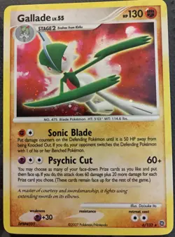 Pokemon TCG Gallade Holo Rare Card Secret Wonders 6/132 Vintage 2007 MP - Image 1