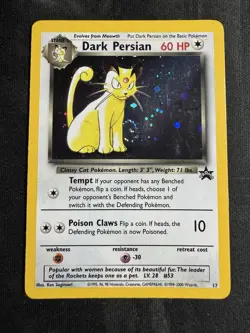 Dark Persian Pokemon Black Star Promo Holo #17 Pokemon Card WOTC 1999 SWIRL - Image 1
