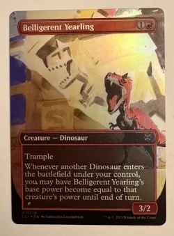 NM Borderless Foil Belligerent Yearling, MTG, Lost Caverns of Ixalan, 320 - Image 1