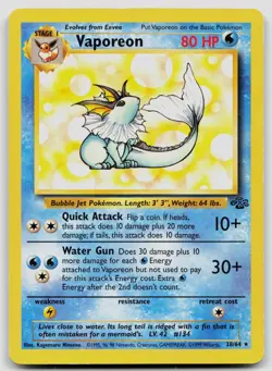 VAPOREON 28/64 RARE JUNGLE POKEMON UNLIMITED LP - Image 1