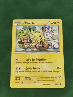 Pokemon Pikachu (Sylveon, Chespin) XY95 Black Star Promo SWIRL (V)LP Cosmos Holo - Image 1