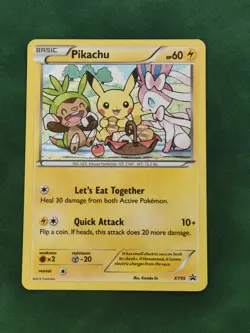 Pokemon Pikachu (Sylveon, Chespin) XY95 Black Star Promo SWIRL (V)LP Cosmos Holo - Image 2
