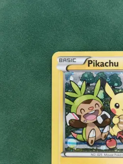 Pokemon Pikachu (Sylveon, Chespin) XY95 Black Star Promo SWIRL (V)LP Cosmos Holo - Image 3