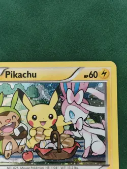 Pokemon Pikachu (Sylveon, Chespin) XY95 Black Star Promo SWIRL (V)LP Cosmos Holo - Image 4
