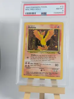 1999 POKEMON FOSSIL #12 MOLTRES - HOLO PSA 8 - Vintage WOTC - Image 3