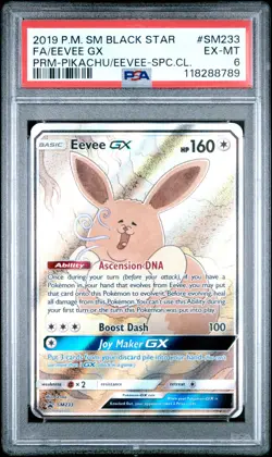 2019 POKEMON SM BLACK STAR PROMO EEVEE GX #SM233 PSA 6 EX #118288789 - Image 1