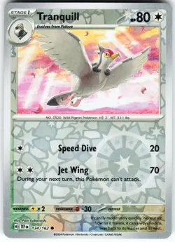 Tranquill 134/162 Pokemon SV05: Temporal Forces Reverse Holo Common NM - Image 1