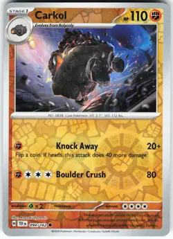 Carkol 094/162 Pokemon SV05: Temporal Forces Reverse Holo Common NM - Image 1