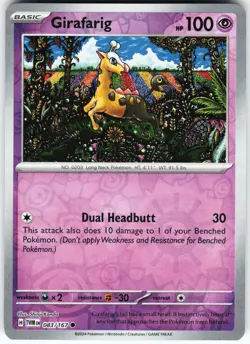 Girafarig 083/167 Pokemon SV06: Twilight Masquerade Reverse Holo Common NM - Image 1