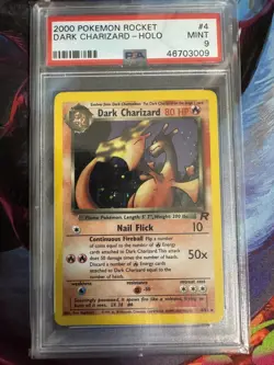 2000 Pokemon Team Rocket Dark Charizard 4/82 Holo Rare PSA 9 - Image 1