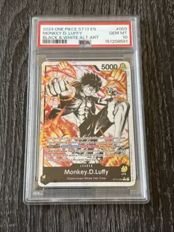 2024 One Piece Monkey D. Luffy ST13-003 Leader Black White Alternate Art PSA 10 - Image 1