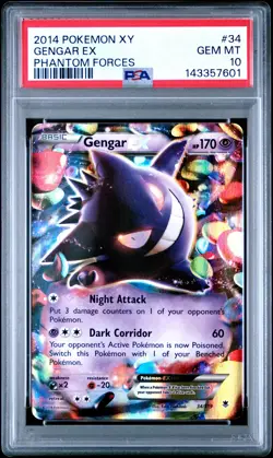 2014 POKEMON XY PHANTOM FORCES #34 GENGAR EX PSA 10 - Image 1