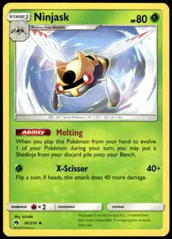 Ninjask 30/214 Lost Thunder Uncommon LP Pokemon 2018 - Image 1