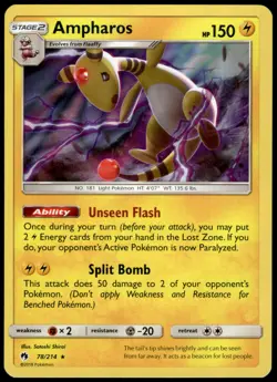 Ampharos 78/214 Lost Thunder Holo Rare LP Pokemon 2018 - Image 1