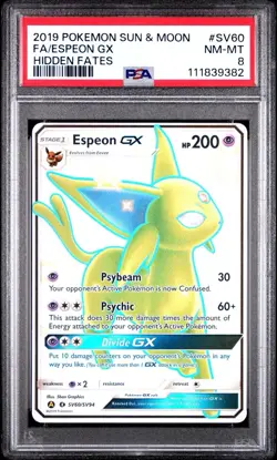 ESPEON GX SV60/SV94 PSA 8 HIDDEN FATES SHINING VAULT POKEMON CARD ENGLISH - Image 1