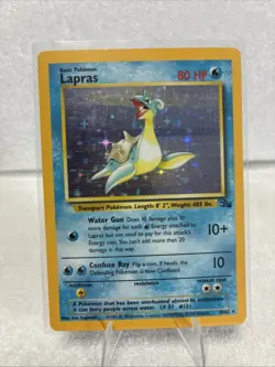 LAPRAS 10/62 MP VINTAGE HOLO RARE FOSSIL POKEMON CARD TCG FREE SHIPPING - Image 1