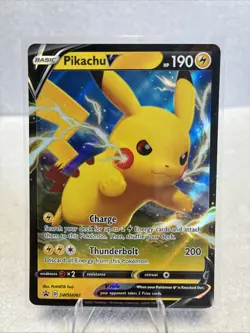 PIKACHU V SWSH061 LP FULL ART HOLO RARE S&S PROMO POKEMON CARD TCG - Image 1