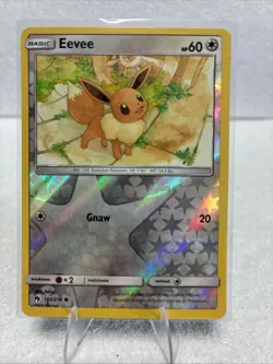 POKEMON EEVEE 155/214 LP REVERSE HOLO LOST THUNDER POKEMON CARD TCG US SELLER - Image 1