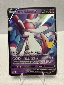DARK SYLVEON V SWSH134 LP FULL ART HOLO RARE CELEBRATION PROMO POKEMON CARD TCG - Image 1