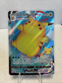 SURFING PIKACHU VMAX 009/025 LP FULL ART HOLO RARE CELEBRATIONS POKEMON CARD TCG - Image 1
