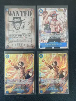One Piece Cards Ace SP SEC Parallel WANTED 4-Card Set - Image 1