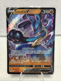 LUCARIO V 027/073 LP FULL ART HOLO RARE CHAMPION’S PATH POKEMON CARD TCG - Image 1