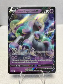 GALARIAN RAPIDASH V SWSH111 LP FULL ART HOLO RARE S&S PROMO POKEMON CARD TCG - Image 1