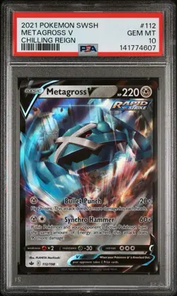 2021 Pokemon Chilling Reign # 112 Metagross V PSA 10 Card GEM MINT! Free Ship! - Image 1
