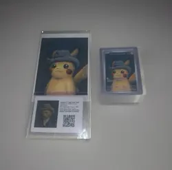 Van Gogh Pikachu Art Card with Grey Felt Hat & Van Gogh Postcard & Insert Set - Image 1