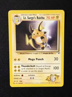 Lt. Surge's Raichu 28/132 Rare WOTC Gym Heroes 2000 Pokemon Wizards Of The Coast - Image 1