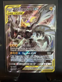 Pokemon TCG Pikachu & Zekrom GX SM168 TAG TEAM Promo Holo SM 240 HP kawayoo - Image 1