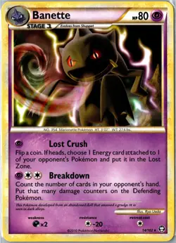 Pokemon Card - Banette 14/102 HGSS Triumphant Rare Lightly Played - Image 1