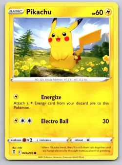 Pikachu 049/203 Common Evolving Skies Pokemon Near Mint - Image 1