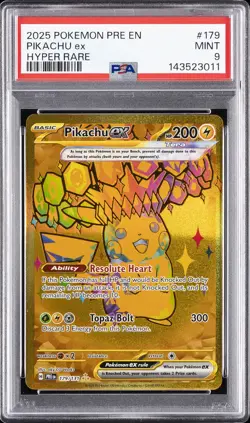 2025 POKEMON PRE EN-PRISMATIC EVOLUTIONS HYPER RARE #179 PIKACHU EX PSA 9 - Image 1