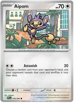 Pokemon Aipom 78 / 94 SV: Phantasmal Flames - Reverse Holo - Image 1