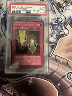 Yugioh Magic Cylinder LON-104 PSA 9 1st Secret Rare - Image 5