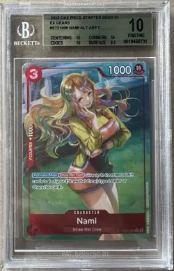 2025 ONE PIECE STARTER DECK ST21-EX GEAR 5 ALTERNATE ART #009 NAMI Bgs 10 - Image 1