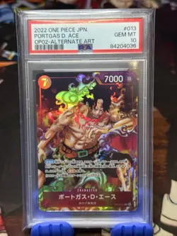 PSA 10 Japanese One Piece Portgas.D.Ace Alternate Art OP02-013 - Image 1