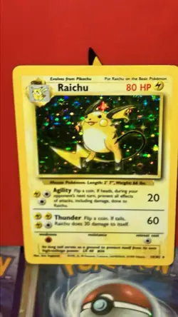 Pokemon TCG Raichu Base Set Holo Unlimited Rare Card 14/102 Wizards 1999 mint - Image 1