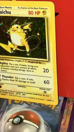 Pokemon TCG Raichu Base Set Holo Unlimited Rare Card 14/102 Wizards 1999 mint - Image 2
