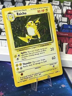 Pokemon Raichu Base Set Holo Rare 14/102 English Trading Card 1999 Vintage MP - Image 2